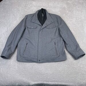 Michael Kors Jacket Mens XL Gray Wool Blend Full Zip Quilted‎ Lined Coat